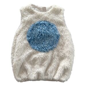 Pottery Barn Kids Fuzzy Sherpa Vest 4-6 Years White‎ Blue Kidcore Cozy Winter